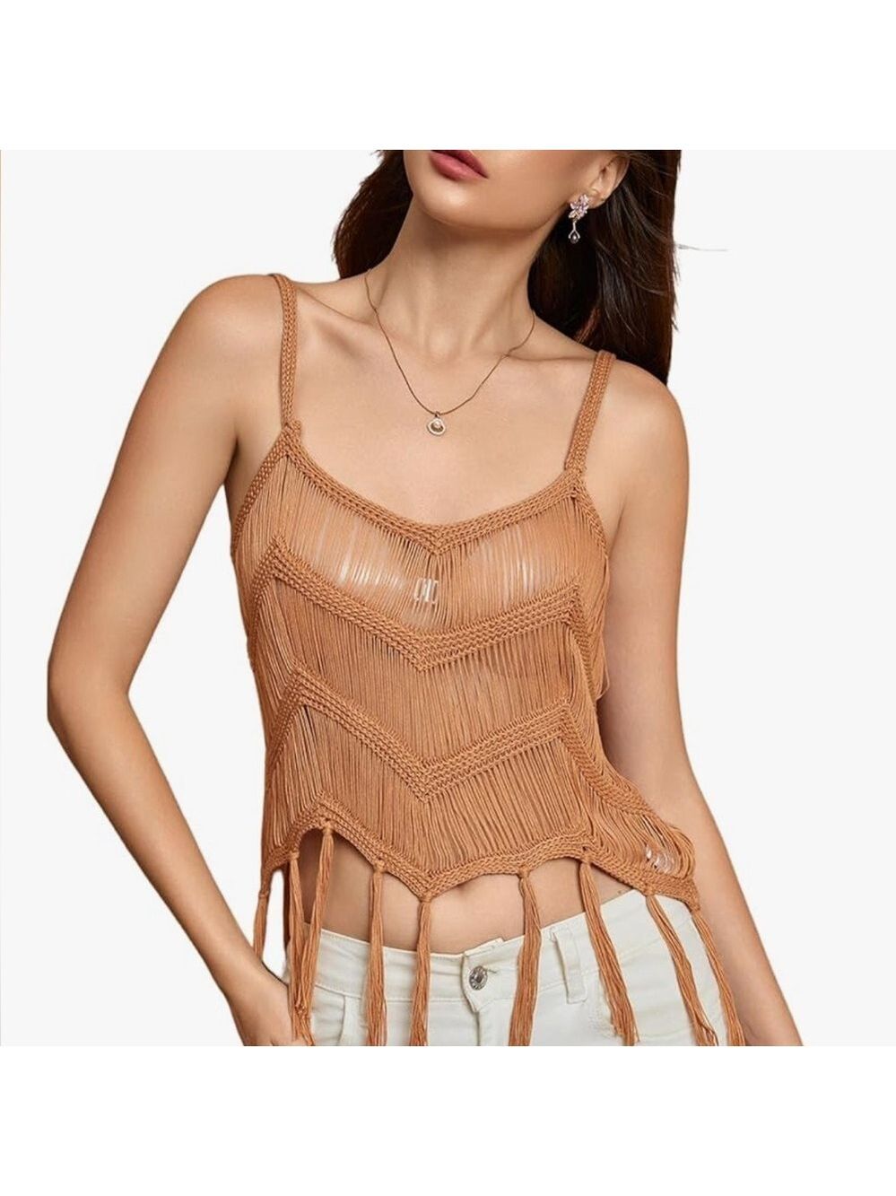 Women's Spaghetti Strap Crochet Cami XL